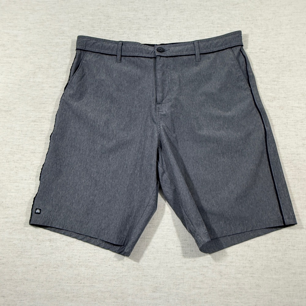 Micros Hybrid Shorts Men 34 Grey Excellent Heathered Quick Dry Walk Shorts